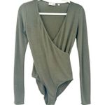 Aritzia Wilfred Free Fall Hari Alligator Green Faux Wrap Long Sleeve Bodysuit S Photo 0