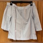 Madewell Clean Off-the-Shoulder Swing Top Shirt in Blue & White Stripe Size XXS Photo 9