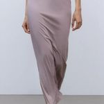 ZARA NWT pearl gray flowy midi skirt stretchy elastic waistband Photo 4