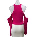 Majorelle Jessica Pink Cold Shoulder Long Sleeve Cable Knit Crop Sweater Top M Photo 2