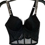Victoria's Secret Victoria Secret Black Rhinestone Strap Lingerie Pushup Corset Bra Top 32C NWT Photo 0