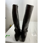 Womans Levity Odessa Knee High Boots 9.5 M Brown Full Zip Block Heel Strap Buckl Photo 4