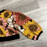 Farm Rio  Sweater Womens Medium Sunflower Forrest Embroidered Puff Sleeves Photo 3