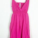 Anthropologie V-Neck Tiered Bubble Hem Poplin Maxi Dress Size XS Barbie Pink Photo 7