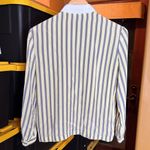 Vintage Russ Petites Butter Yellow and Gray Striped Shirt Size Medium Photo 7