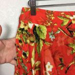 Premise  Bright Orange Floral Midi Skirt Size 4 Photo 3