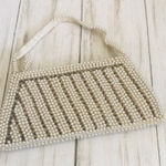 White Faux Pearl Bridal Bag Vintage Silver Photo 0