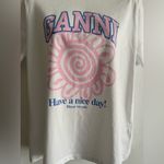 Ganni  White Tee with Blue and Pink Design

"Excellent Preowned
Condition" Photo 6