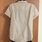 Liz Claiborne  - tan and white short sleeved button down top. NWT​ Photo 1
