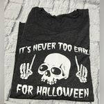 None Gray Halloween Skull Graphic Tee Photo 0
