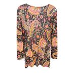 Ralph Lauren Lauren  Women's Large Silk Paisley Print Long‎ Sleeve Tunic Top Photo 1