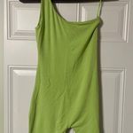 Naked Wardrobe Bright Green One Shoulder Stretchy Romper Size Medium colorful Photo 2