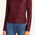 Alice + Olivia Silk Sequin Long Sleeve Blouse Plum Purple Size XS Photo 0