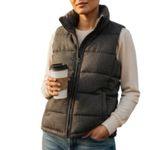 Old Navy Herringbone Wool Blend Full Zip Grey Puffer Vest(Size Small) Photo 1