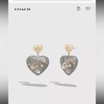 Coach  Heart Earrings in Cream and Gold Photo 7