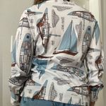 American Vintage Vintage 70s Novelty Art To Wear Boat Textbook Button Down Shirt Dagger Collar M Photo 3