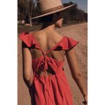 Pilcro Anthropologie  Dress Flutter Sleeve Midi Red Cotton Canvas Womens MP Photo 4