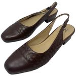 Trotters “Dea” Womens Size 10N Narrow Brown Woven Leather Slingback Buckle Pumps Photo 3