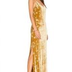 Elizabeth and James Valerie Floral Velour Maxi Dress in Brass Glitter Size 8 NWT Photo 0
