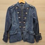{8} Axcess By Liz Claiborne Military Soldier Jean Jacket Cyber Punk Vintage Blue Photo 0