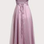 Rihoas Pink Mesh Flowy Slip Midi Dress Photo 5