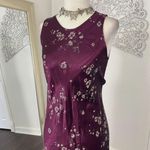 Dark Purple Burgundy Early 2000's Whimsygoth Floral Satin Midi Maxi Dress XS Photo 2