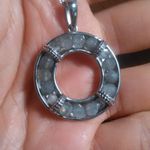 Malagasy Labradorite Stainless Steel Circle Pendant Necklace Photo 7