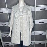 Anthropologie  Trench Coat By Idra Women’s Double Ruffle Beige Trench Jacket Size Photo 14