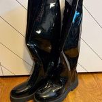 Aerosoles Women 9 Slalom Pull on Round Toe Black Faux Patent Leather Boots Photo 0