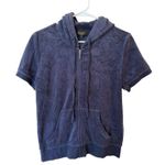 Juicy Couture Short Sleeve Full Zip Fleece Hoodie Jacket Blue Women's Size Large Photo 1