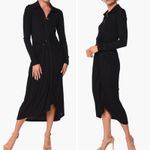 NWT CIEBON Jennifer Black Collared Ruched Button Front Midi Shirt Dress Sz Small Photo 1