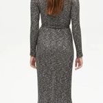 Michael Stars Duster Cardigan Midi Wrap Dress 2X Button Front Ribbed Black Gray Photo 3