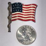 Patriotic Silver Tone American Flag Vintage Pin Red Photo 1