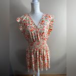 Umgee  Floral Smocked Midi Dress - Cream and Red large Photo 1