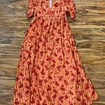ASOS  Red and Orange Puff Sleeve Maxi Floral Dress Size 10 Photo 1
