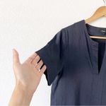 Theory Linen Blend Short Sleeve Shirt Dress in Black Photo 3
