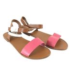breckelle's Womens Sandals Leatherette Two Tone Open Toe Ankle Strap Pink Brown 9 Photo 0