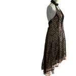 SheIn  X CW2 polka dot & plant print halter neck backless high low mesh dress M Photo 7