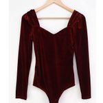 Lulus Joyful Time Burgundy Velvet Long Sleeve Bodysuit XS NWT Photo 3