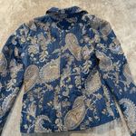Erin London Vintage  Blazer Womens M Blue Paisley Lined Quilted Tapestry Jacket Photo 2