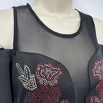 Available by Angela Fashion Cold Shoulder Dress Womens Small Black Beaded Mesh Photo 5