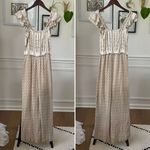 Sim & Sam Smocked Top Jumpsuit Natural Ivory Calico S Photo 1