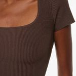 Babaton by Aritzia Sculpt Knit Squareneck Crop Top Women’s Large Chocolate Brown Photo 2