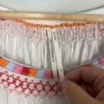 Anthropologie Embroidered Short Sleeve Tunic Pink White Blouse Top large petite Photo 6