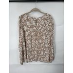 Hailey & Co Printed Embroidered Blouse Women Medium Brown Bohemian Photo 1