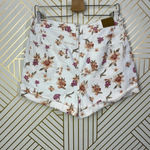 American Eagle  Mom Shorts High Waist Floral Print Cotton Denim White Size 10‎ Photo 6
