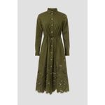 Polo Ralph Lauren Jessica Day Green Cotton Eyelet Drawstring Midi Shirt Dress 14 Photo 2