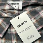 Cotton On NWT  Boyfriend Plaid Shirt Addison Check Pink Grey Size Medium Photo 3
