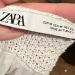 ZARA  White boho Crochet mini Dress with Puff Sleeves Medium Photo 3