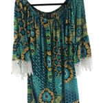 Winwin  Half Sleeve Lace Tunic Dress Shift Geometric Green Yellow 2XL-3XL Photo 0